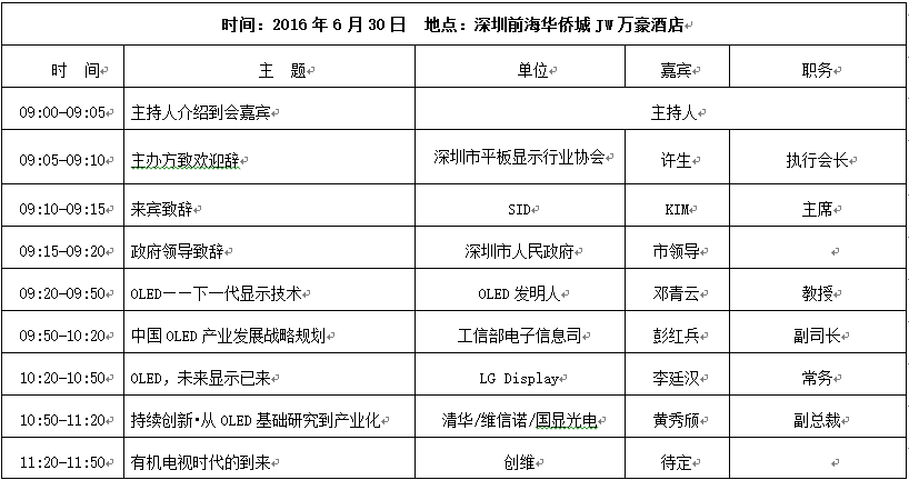 2016中國國際OLED產業大會會議通知